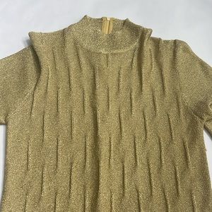 Saks Fifth Avenue blouse, gold glitter, vintage, appears xs, no size tag